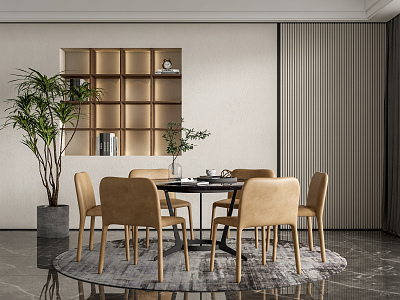 Modern Dining Table and Chair Combination Round Table and Chair Combination model