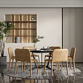 Modern Dining Table and Chair Combination Round Table and Chair Combination 3d model