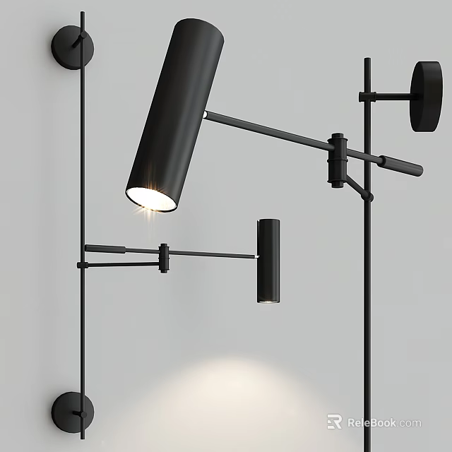 Modern Black Wall Lamp With Adjustable Arm For Interior Lighting Design 3d model 