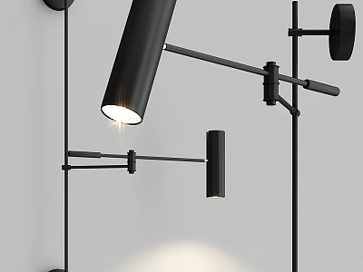 Modern Black Wall Lamp With Adjustable Arm For Interior Lighting Design 3d model