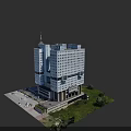 Modern Urban Building Complex With White Facade Numerous Windows Green Space And Parking Area