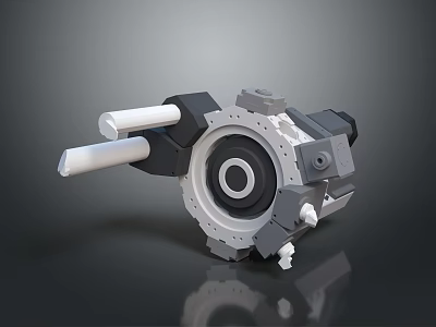 Industrial Mechanical Device Featuring Rotating Gear Structure And Cylindrical White Components 3d model