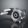 Industrial Mechanical Device Featuring Rotating Gear Structure And Cylindrical White Components 3d model