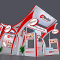 KenCraft Modern Exhibition Booth With Red White Design Display Panels And Plants