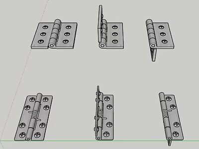 Metal Hinges With Screw Holes In Different Types And Angles Design 3d model