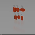 Set Of Red Price Tags With Various Shapes And Hanging Strings