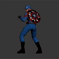 Captain America Action Figure In Blue Uniform With Red White Star And Fighting Stance