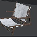 Modern Leisure Chair With Wooden Frame White Canvas Seat And Armrests