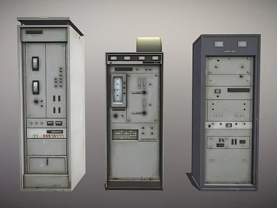 Industrial Metal Control Panels with Switches Meters and Electrical Components 3d model