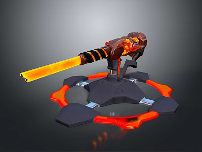 Futuristic Energy Weapon With Flaming Barrel Red Flame Base And 3D Model Design 3d model