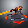 Futuristic Energy Weapon With Flaming Barrel Red Flame Base And 3D Model Design