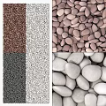 Stone and Wood Materials Featuring Granular Textures Smooth Pebbles and Natural Colors