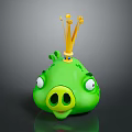 Green Pig Character With Yellow Crown And Big Eyes 3D Model Design
