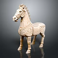 Artistic Horse Sculpture Carved With Detailed Decorative Patterns And Classical Design