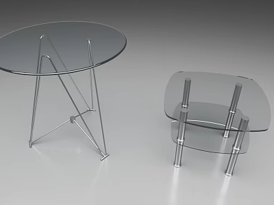 Modern Glass Coffee Tables with Round and Oval Tops and Metal Geometric Frames 3d model