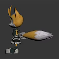 Game And Movie Character Yellow Orange Fox With Blue Eyes White Gloves And Tail