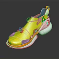 Yellow Casual Sports Shoes With White Laces White Sole And Orange Trim