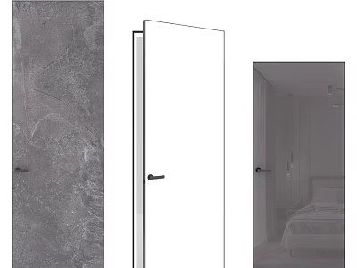 Modern Hinged Door Design With Textured Panel And Glass Insert For Bedroom Interior 3d model