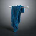 Soft Blue Bath Towel Hanging On White Wall Mounted Towel Rack