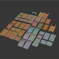 Architectural Building Materials With Various Colored Panels And Different Tile Layouts