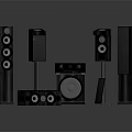 Modern Sleek Home Theater Speaker System With Tall Speakers Center Channel And Subwoofer