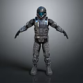 Futuristic Game Movie Character In Armored Tactical Suit With Helmet And Metallic Design 3d model