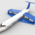 Blue and White Building Blocks Airplane Model With Detailed Wings Fuselage and Tail