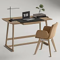 Nordic desk and chair log desk and chair combination 3d model