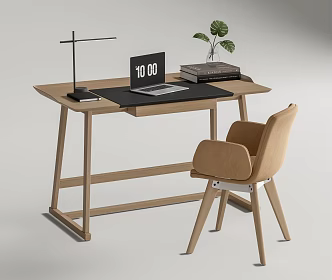 Nordic desk and chair log desk and chair combination 3d model