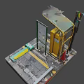 Yellow Ticket Machine With Green Roof And Information Board On Platform Ground