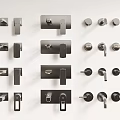 Various Styles of Modern Faucets in Black and Silver Displayed on White Background