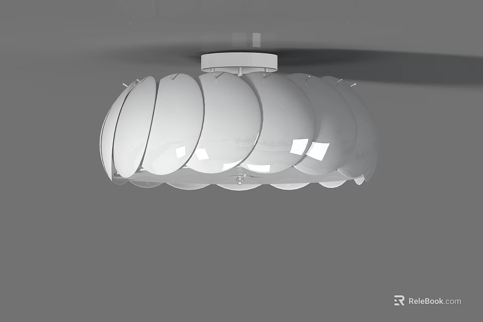 Elegant Modern White Ceiling Light With Curved Petal Lampshade for Contemporary Interiors 3d model 