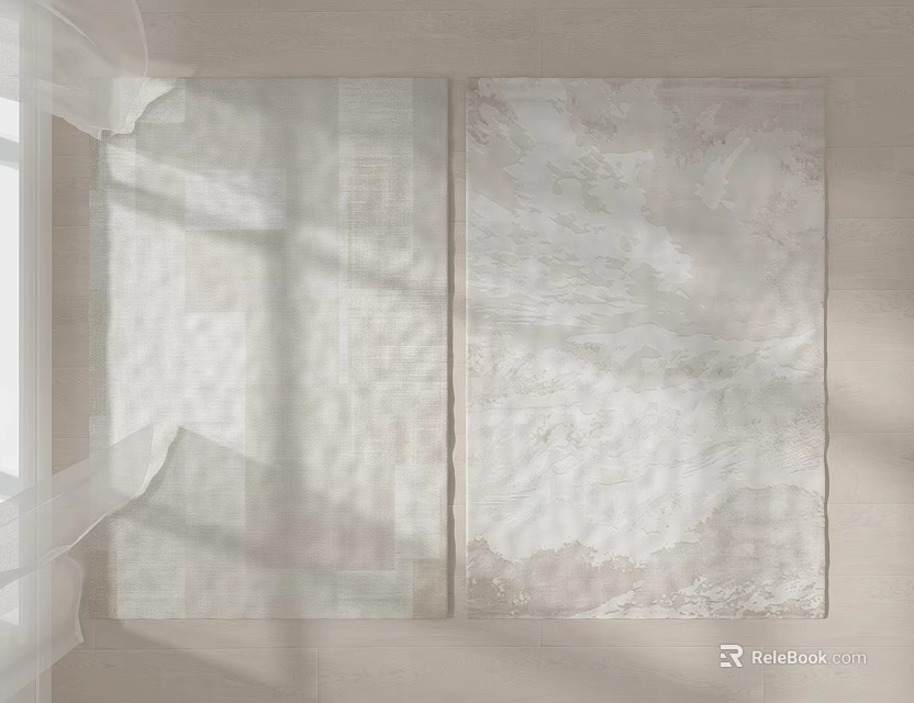 Light Beige Square Rug With Abstract Textured Pattern For Modern Living Room 3d model 