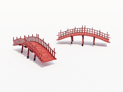 Japanese-style wooden arch bridge Old wooden bridge model