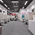 Modern Hair Salon Interior Design With Stylish Chairs Mirrors And Reception Counter