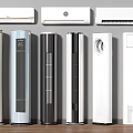 Various Types of Air Conditioner Fans Including Wall Mounted and Floor Standing Designs