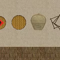 Traditional Chinese Bamboo Woven Decorations Hanging On Beige Wall With Fortune Symbol