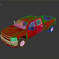 Red Pickup Truck Exterior With Shiny Finish And Crew Cab Design On Black Background