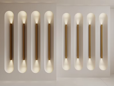 Modern Wall Lamps With Brass Stems And White Shades For Interior Design 3d model