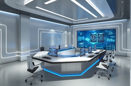 Big Data Center Drill Command Room of Modern Science and Technology Office Command Center 3d model