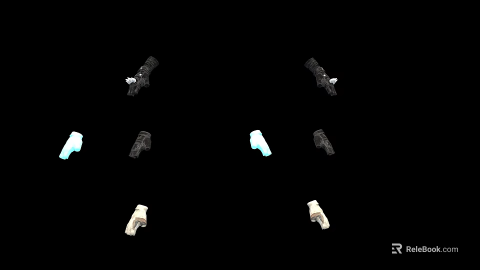 Different Modern Weapons Collection with Tactical Firearms Grips and Color Variations 3d model 