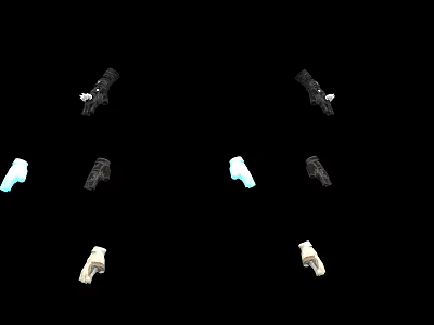 Different Modern Weapons Collection with Tactical Firearms Grips and Color Variations 3d model