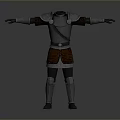 Medieval Knight Armor With Metal Plates And Leather Skirt Standing Pose