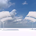 Outdoor Tensile Membrane Structure With White Canopy And Support Frame Design 3d model