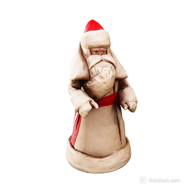 Festive Christmas Decorative Ornament Set Handmade Standing Santa Claus Figure Red Hat Belt Home Decoration 3d model 