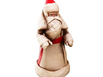 Festive Christmas Decorative Ornament Set Handmade Standing Santa Claus Figure Red Hat Belt Home Decoration 3d model