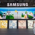 SAMSUNG Window Display Featuring Cartoon Scene Houses Trees Figure And Decorative Panels