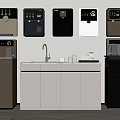 Modern Kitchen Interior With Wall Mounted Household Appliances And Cabinets 3d model