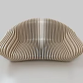 Modern Beige Multi Person Sofa With Wavy Striped Design For Living Room
