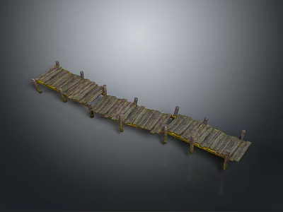 Rustic Outdoor Wooden Dock Structure With Weathered Planks And Support Posts 3d model